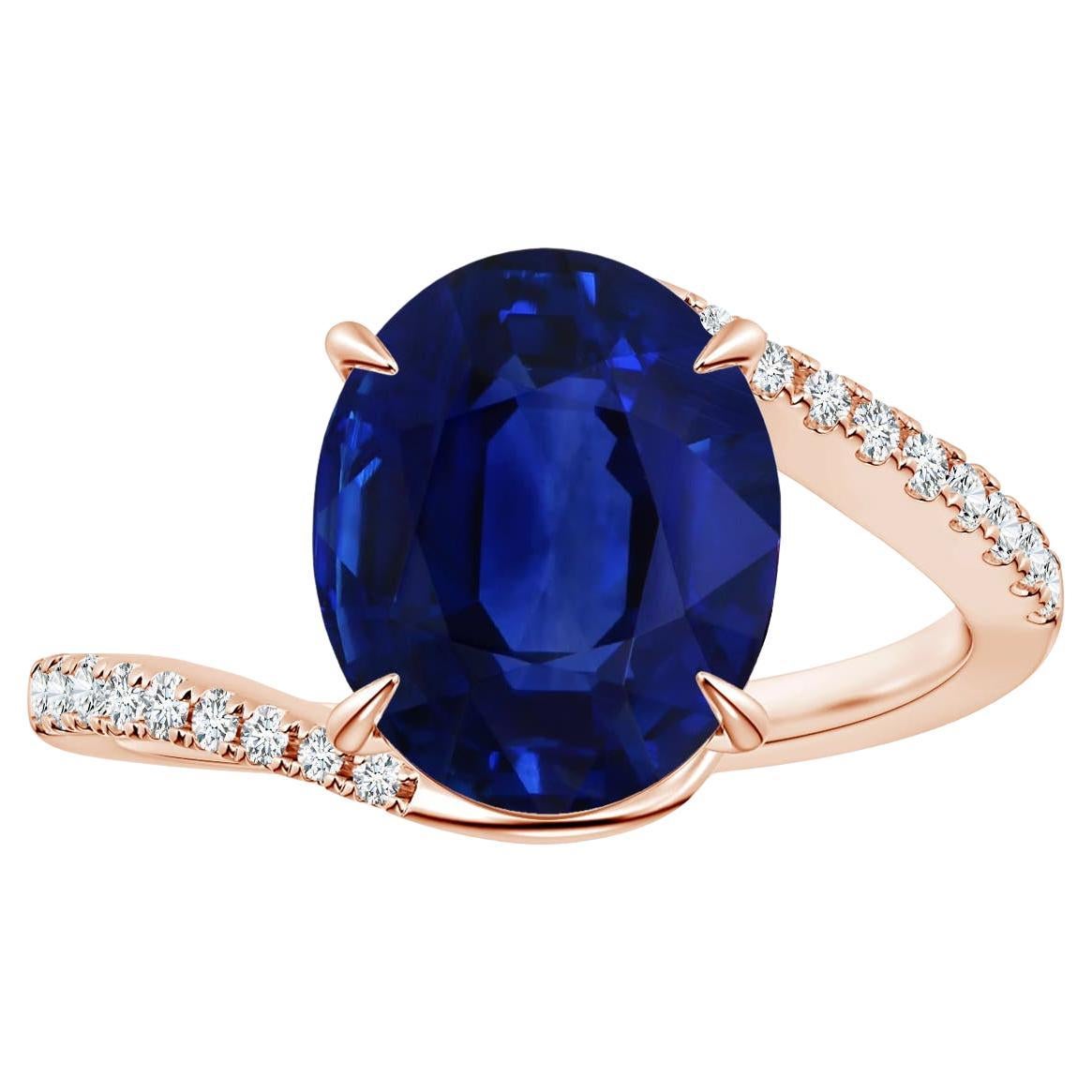 For Sale:  Angara Gia Certified Natural Blue Sapphire Ring in Rose Gold with Diamonds