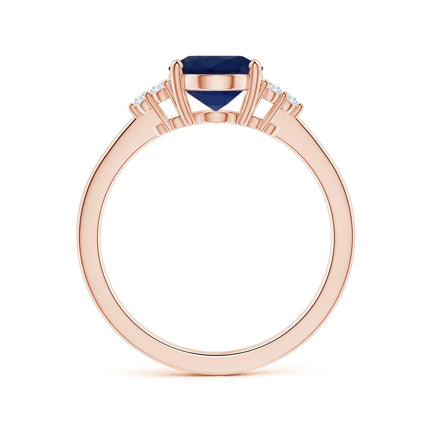 ANGARA GIA Certified Natural Blue Sapphire Ring in Rose Gold with Side Diamonds 2