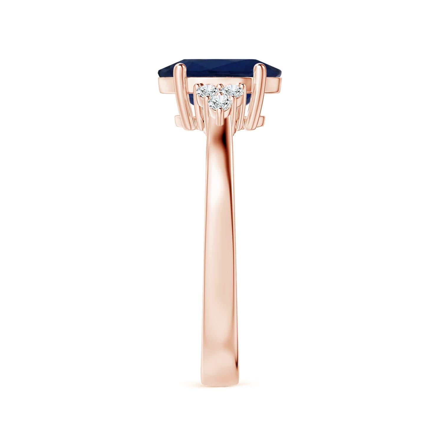 ANGARA GIA Certified Natural Blue Sapphire Ring in Rose Gold with Side Diamonds 4
