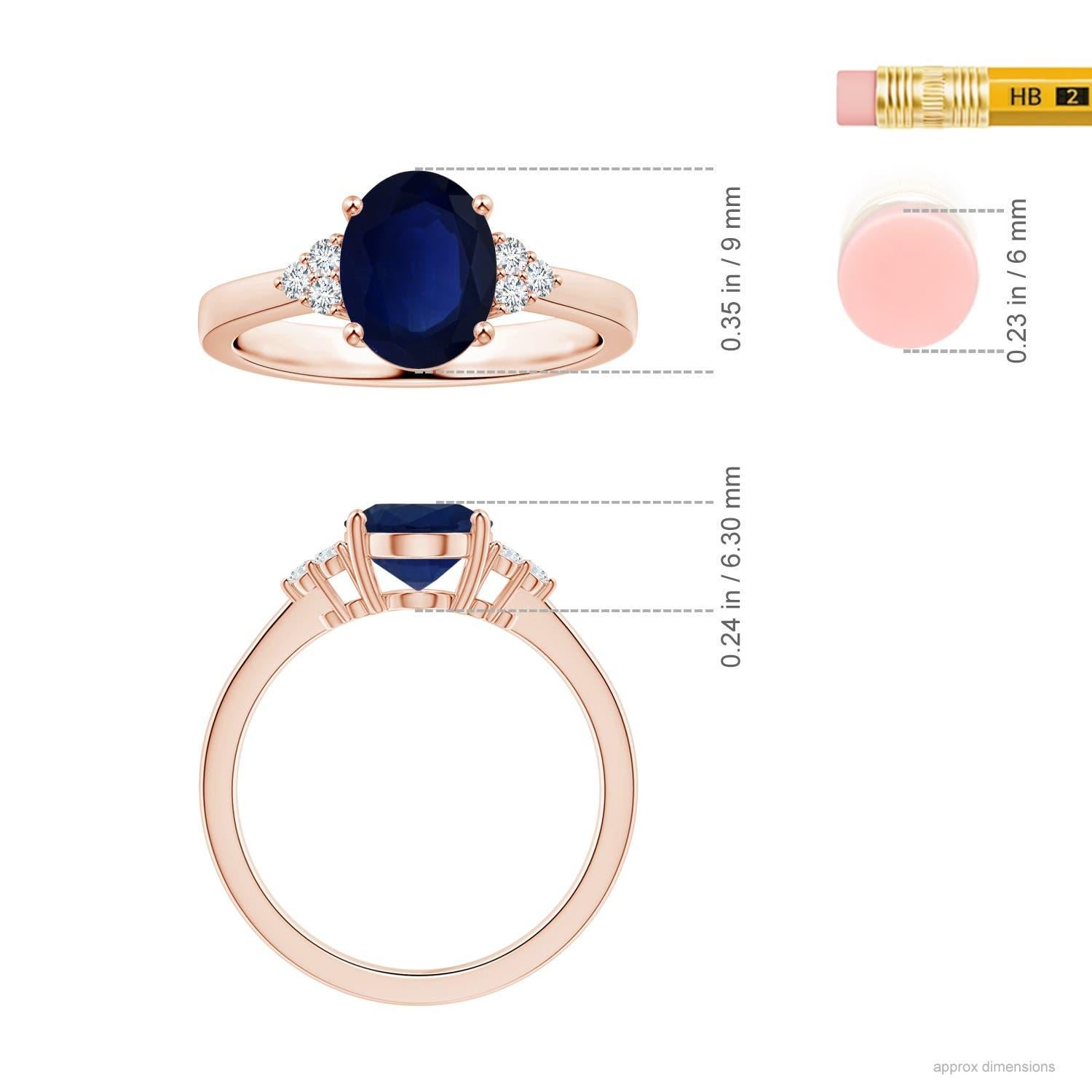 ANGARA GIA Certified Natural Blue Sapphire Ring in Rose Gold with Side Diamonds 5