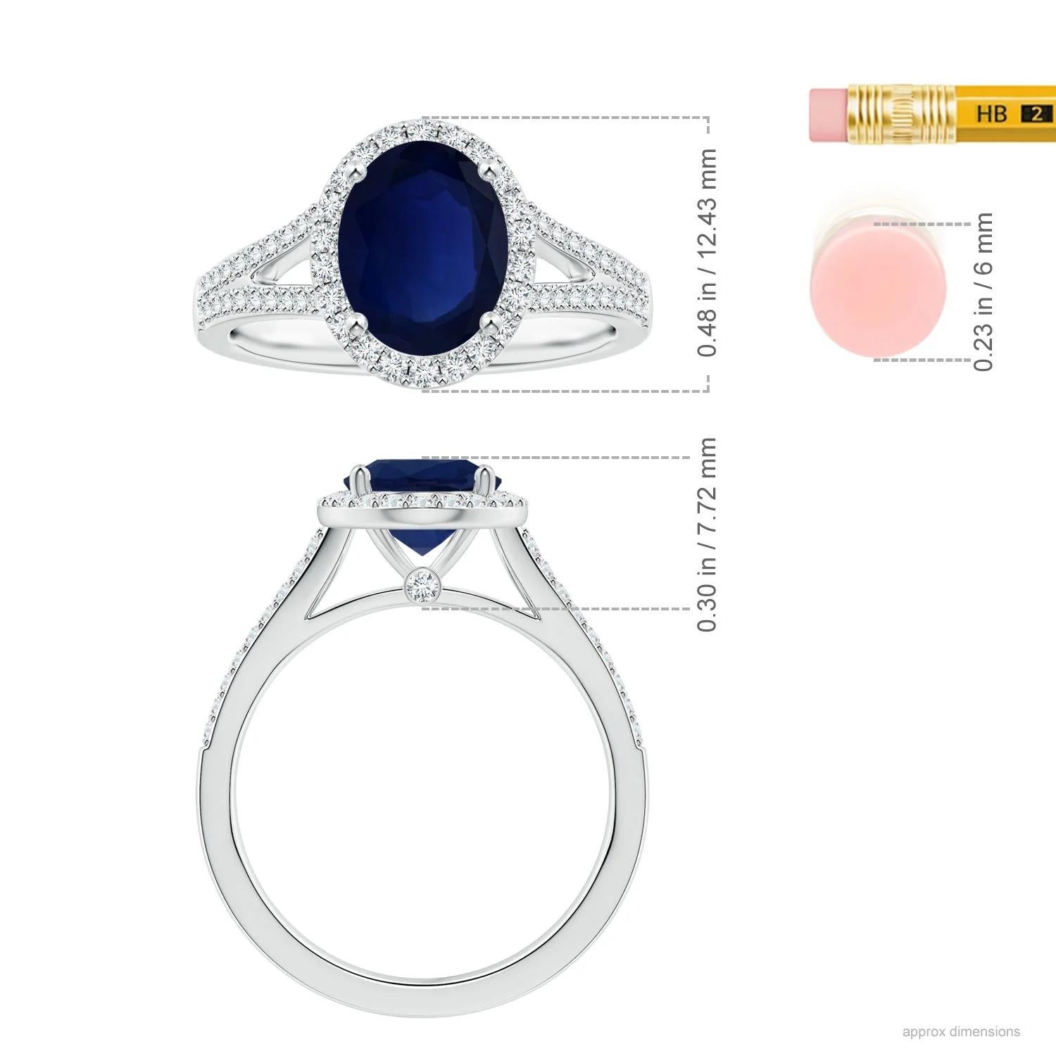 GIA Certified Natural Blue Sapphire Ring in 18K White Gold with Diamond Halo 5