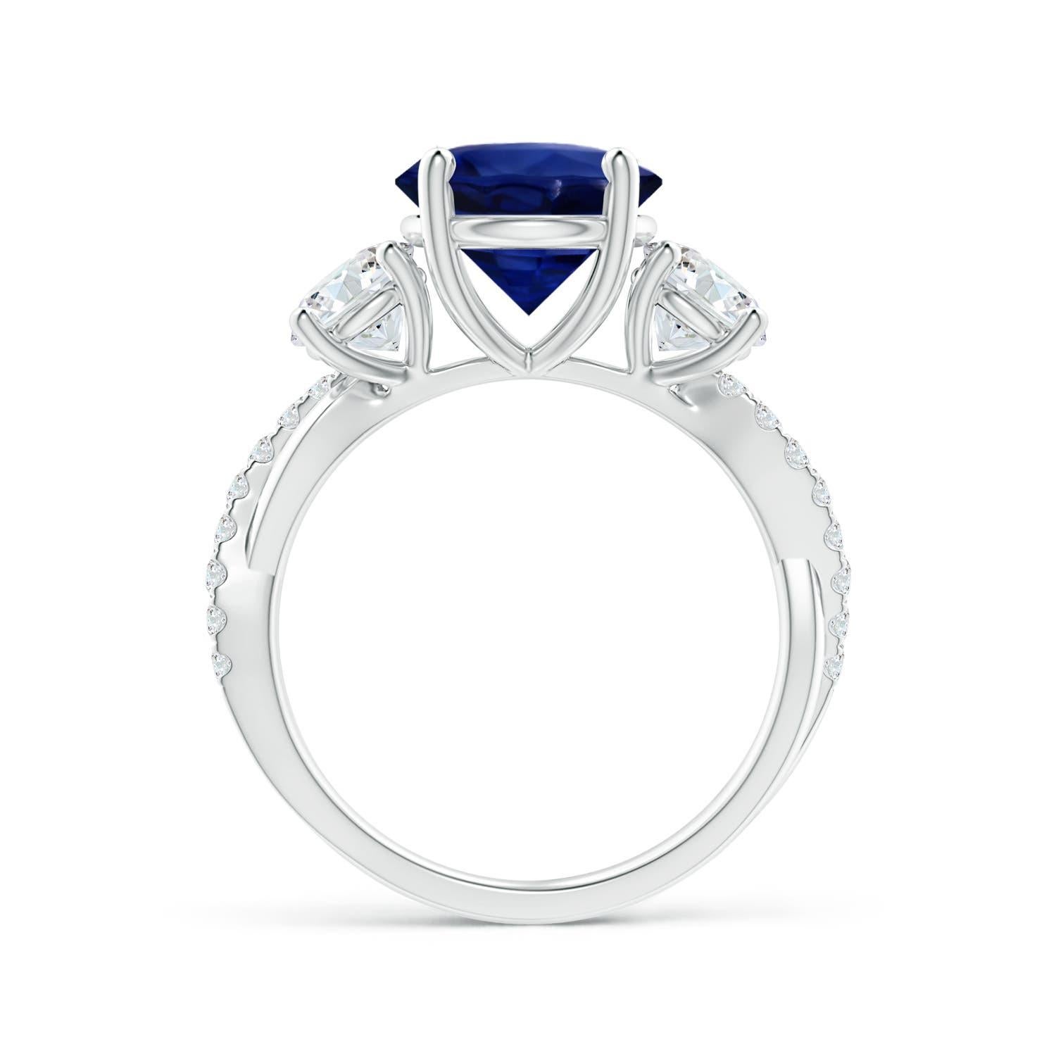 For Sale:  ANGARA GIA Certified Natural Blue Sapphire Ring in White Gold with Diamonds 2