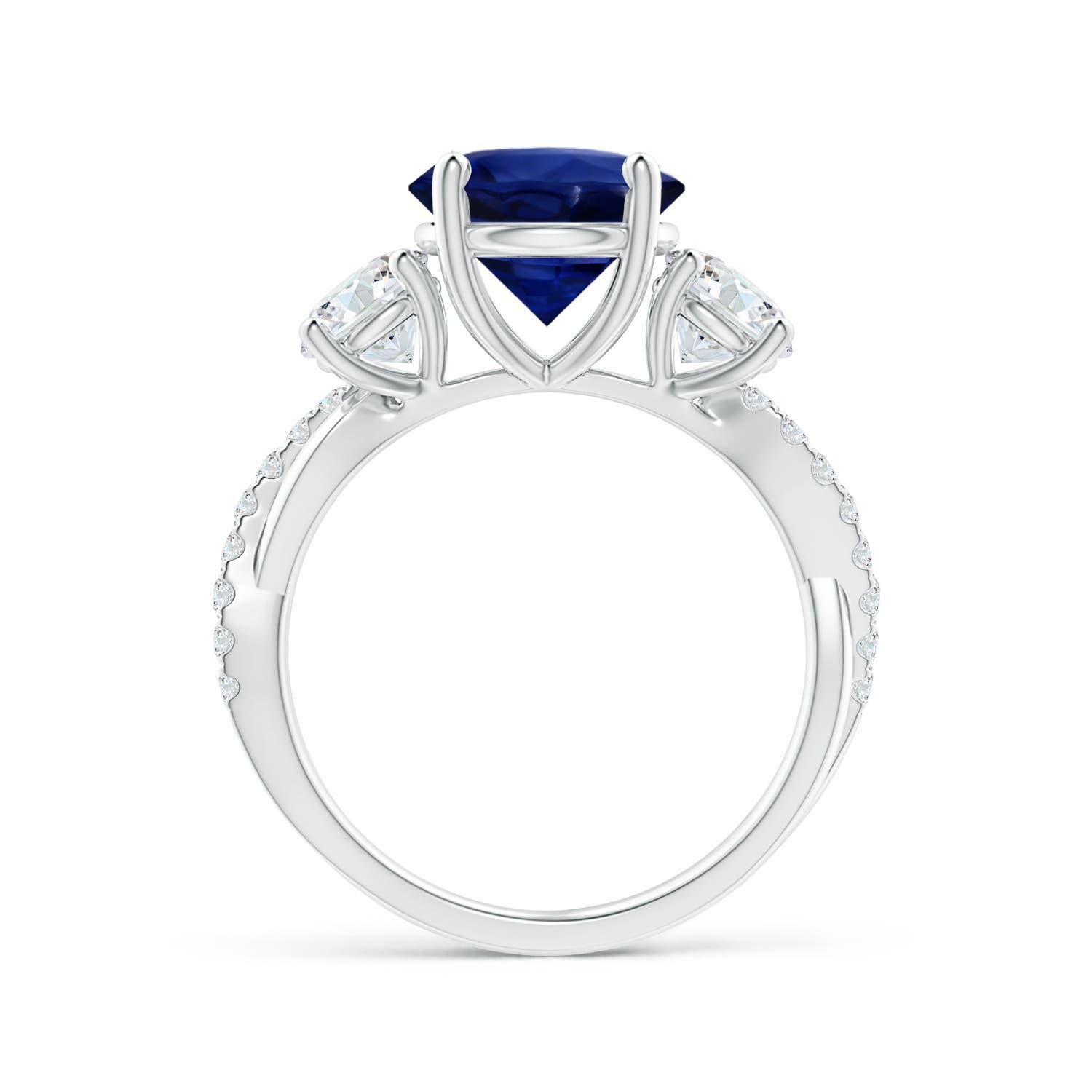ANGARA GIA Certified Natural Blue Sapphire Ring in White Gold with Diamonds 2