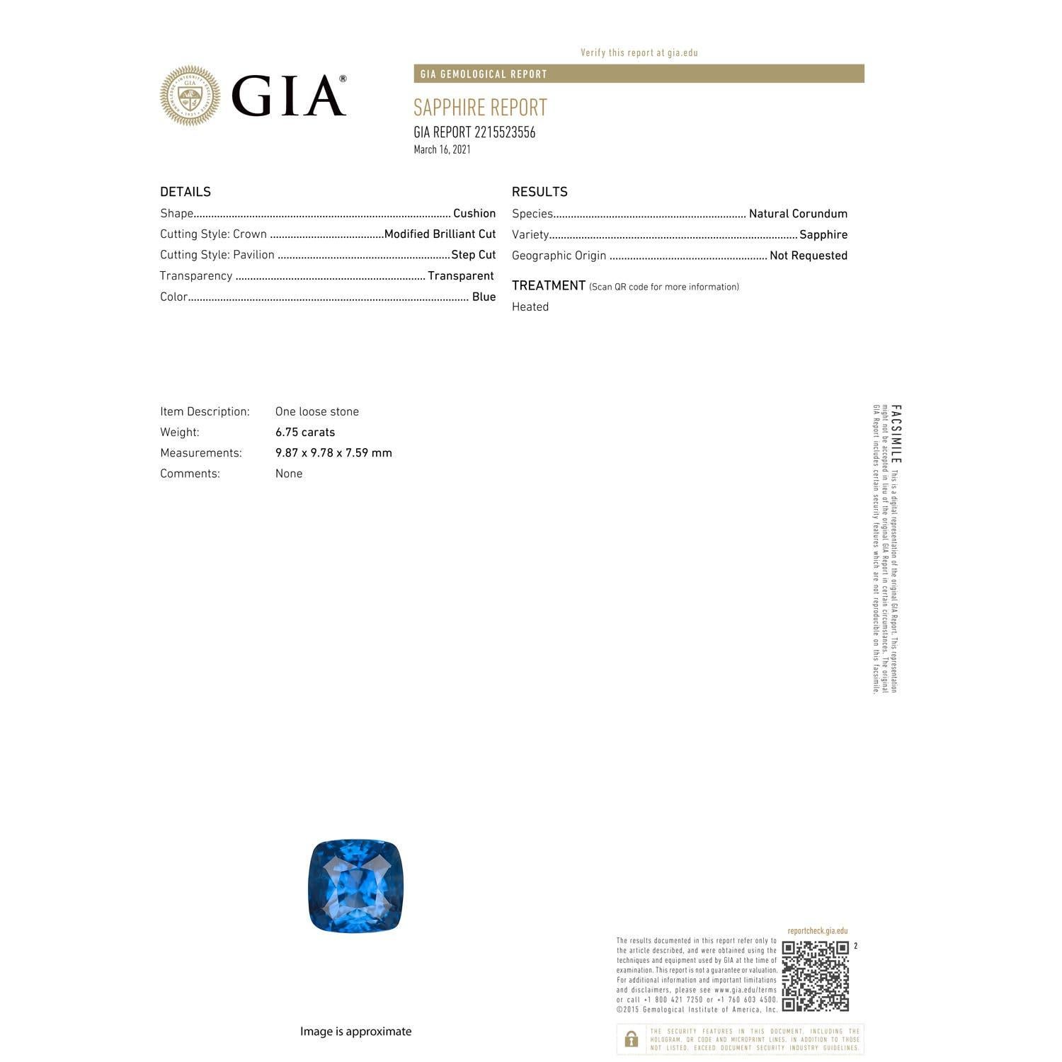 GIA Certified Natural Blue Sapphire Ring in White Gold with Diamonds 3