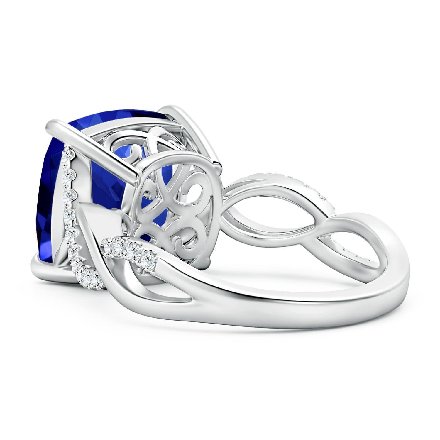 GIA Certified Natural Blue Sapphire Ring in White Gold with Diamonds 4