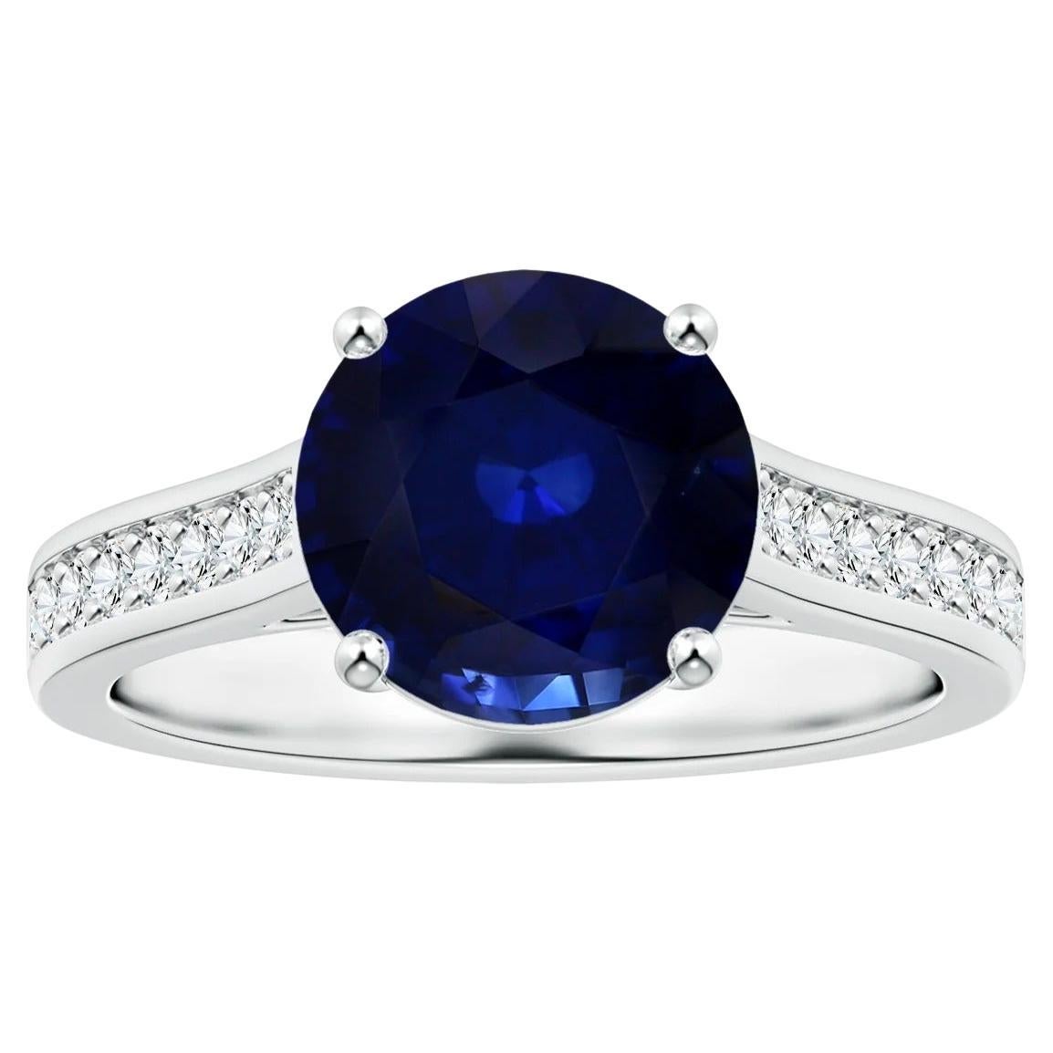 ANGARA GIA Certified Natural Blue Sapphire Ring in White Gold with Diamonds