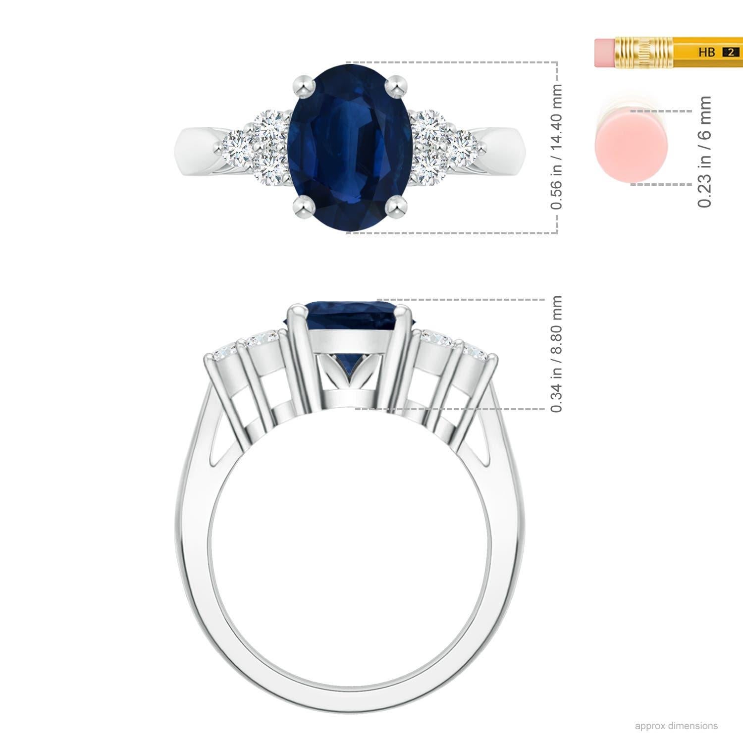 GIA Certified Natural Blue Sapphire Ring in White Gold with Trio Diamonds 3