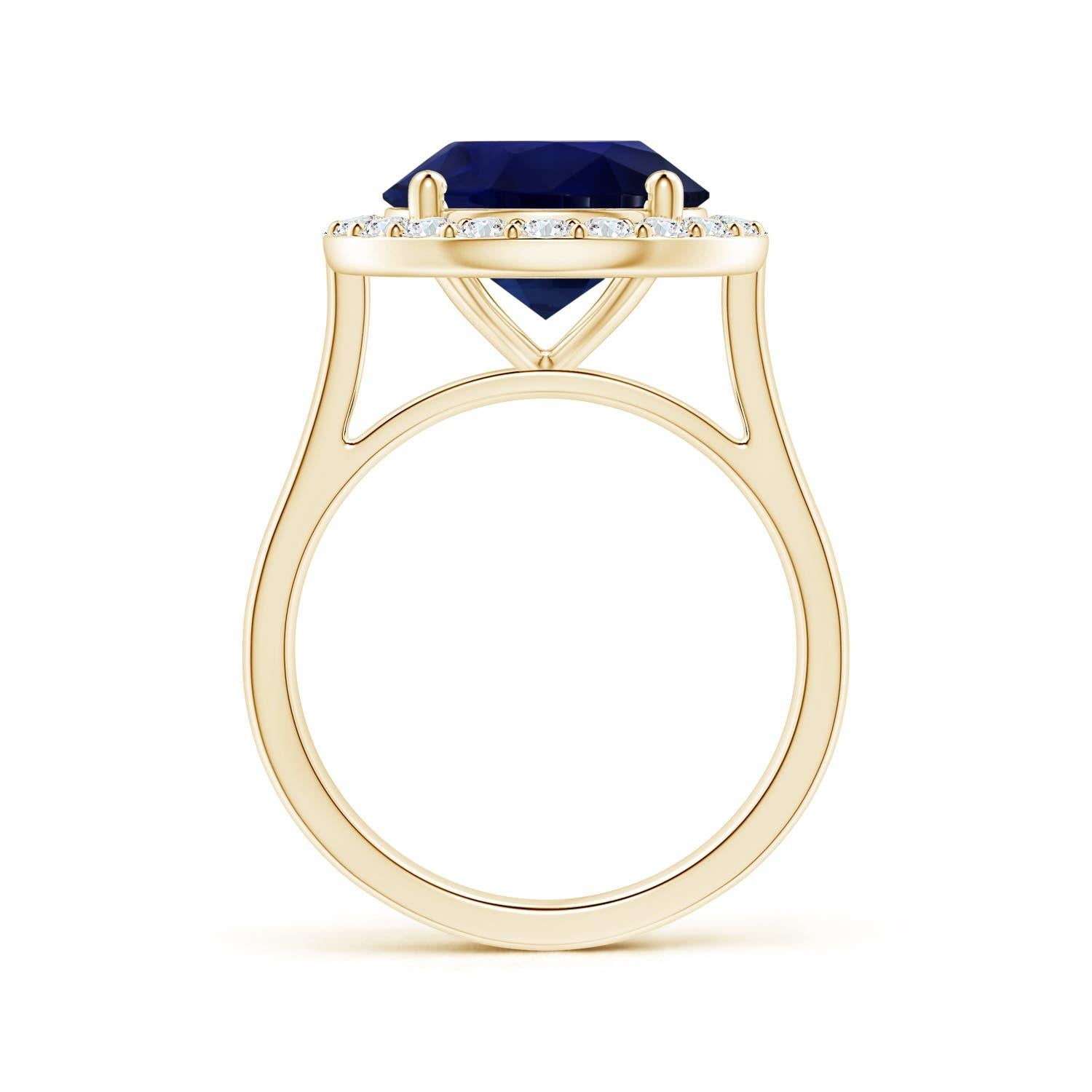 Im Angebot: ANGARA GIA zertifizierter natürlicher 6,63 Karat blauer Saphir Ring mit Diamant Gelbgold () 3