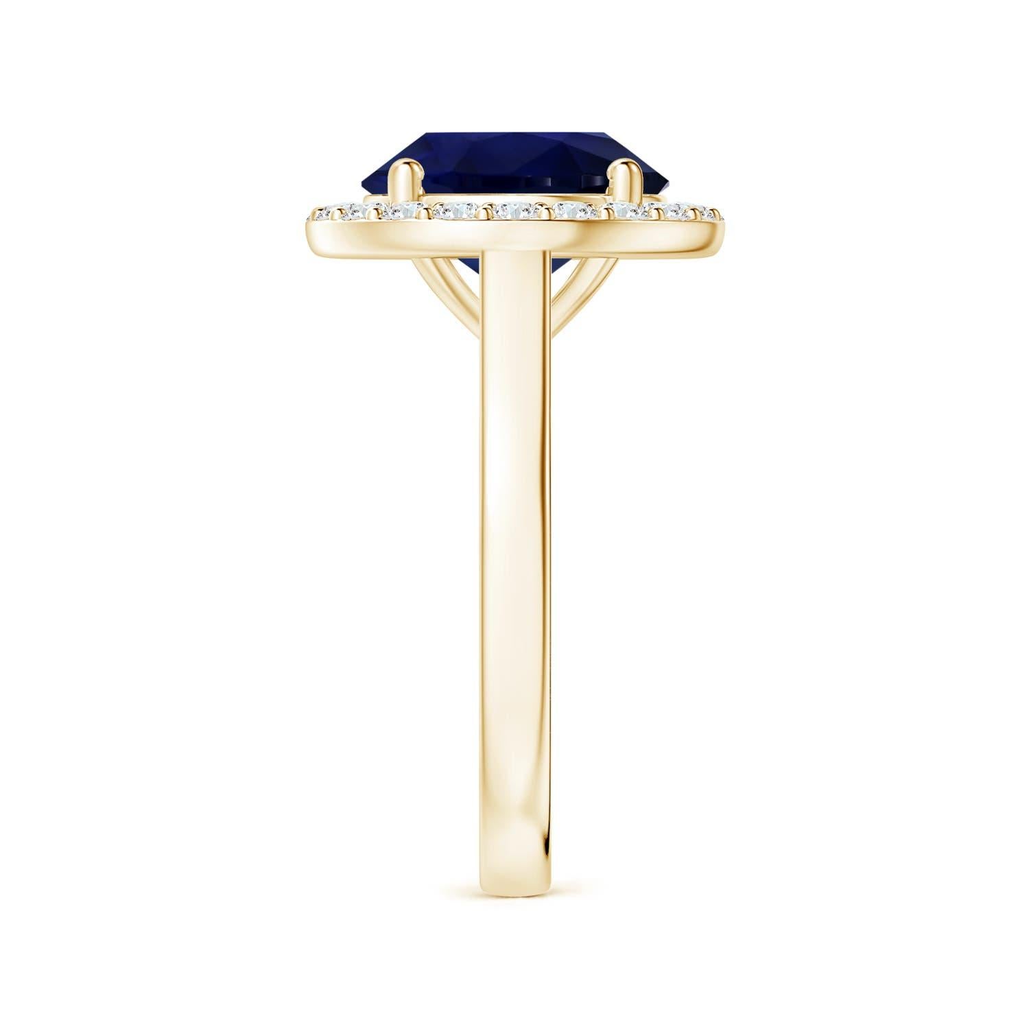 Im Angebot: ANGARA GIA zertifizierter natürlicher 6,63 Karat blauer Saphir Ring mit Diamant Gelbgold () 4