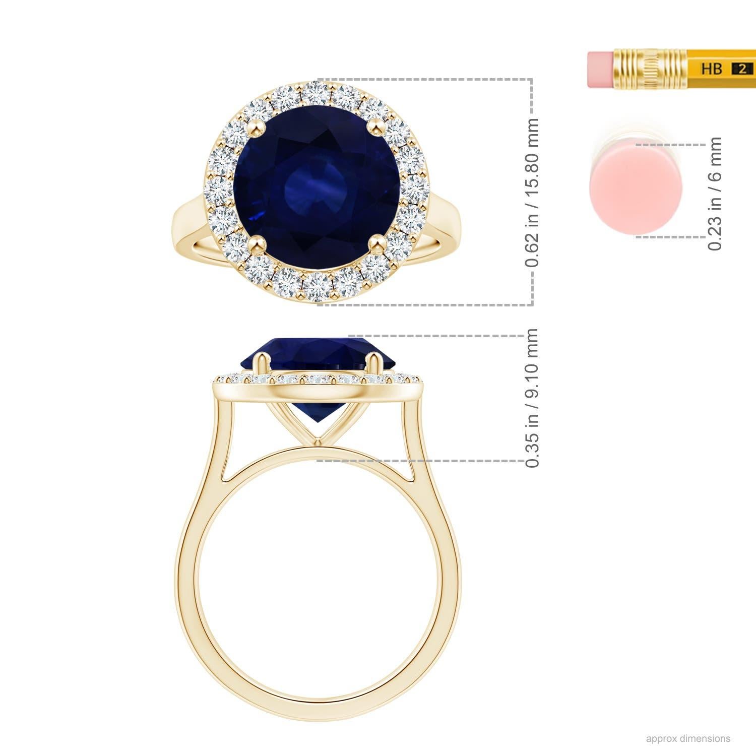 For Sale:  ANGARA GIA Certified Natural 6.63ct Blue Sapphire Ring with Diamond Yellow Gold 2