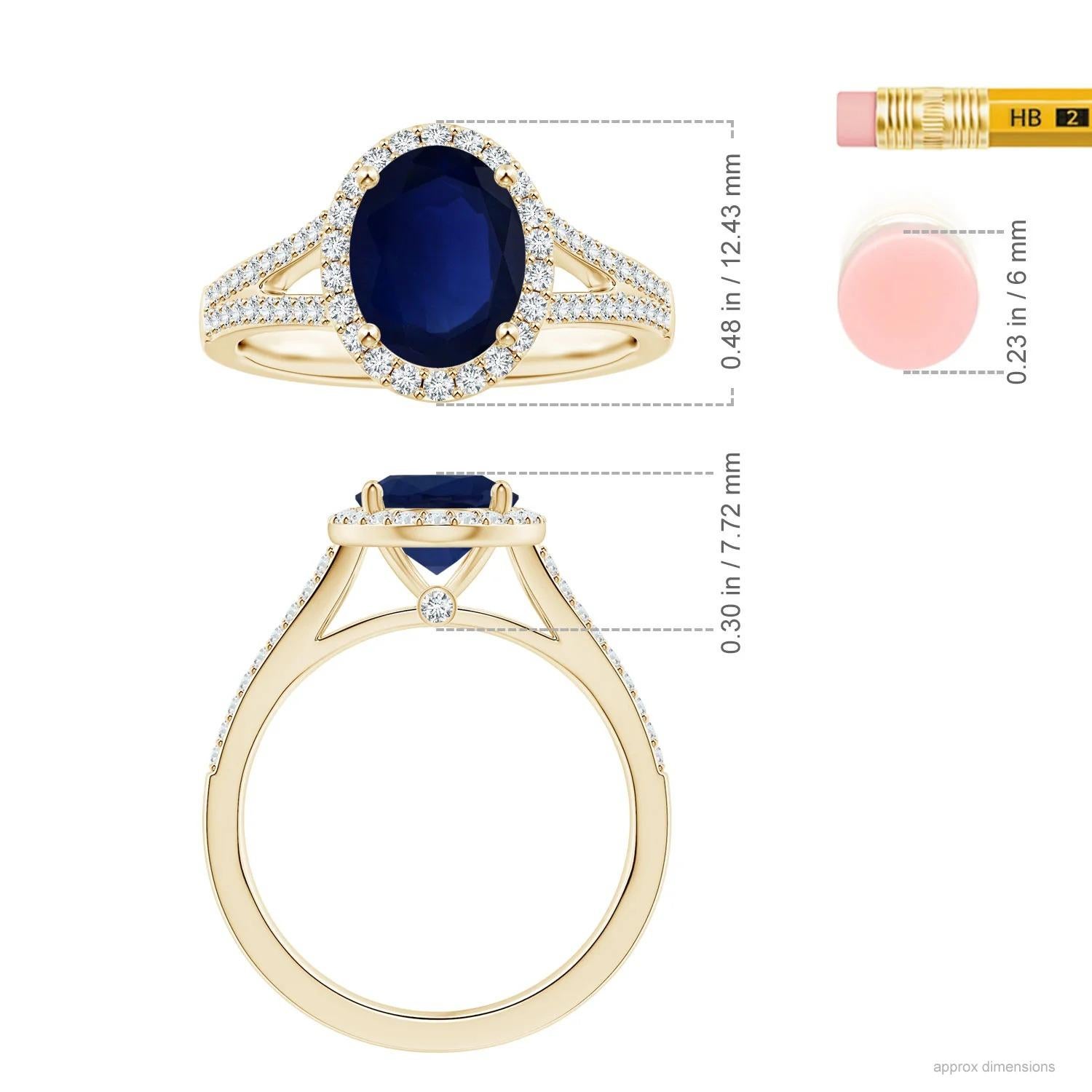 GIA Certified Natural Blue Sapphire Ring in 18K Yellow Gold with Diamond Halo 5