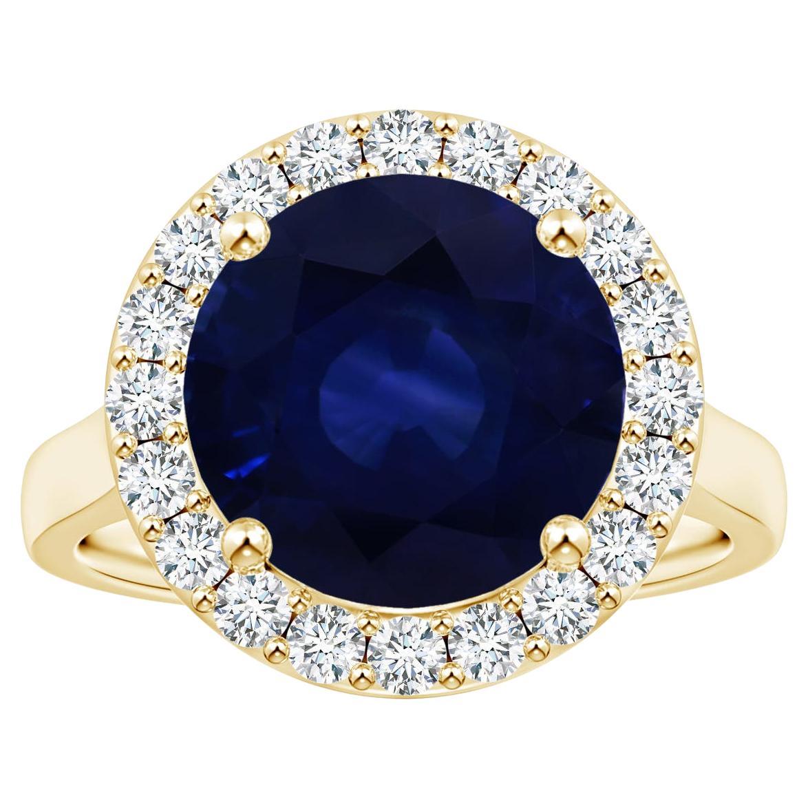 ANGARA GIA zertifizierter natürlicher 6,63 Karat blauer Saphir Ring mit Diamant Gelbgold