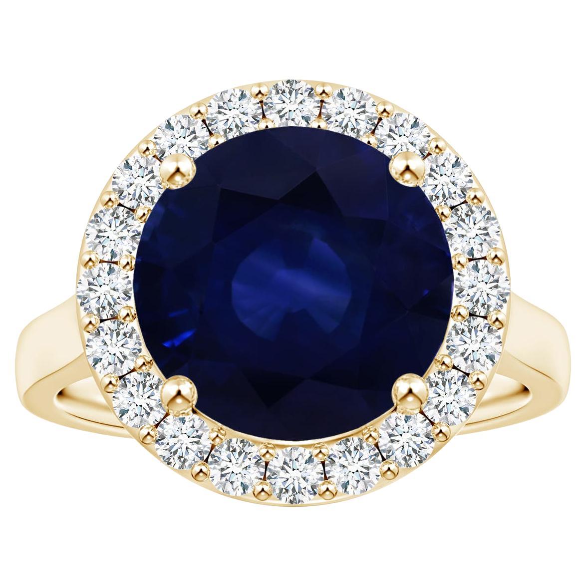 Im Angebot: ANGARA GIA zertifizierter natürlicher 6,63 Karat blauer Saphir Ring mit Diamant Gelbgold ()