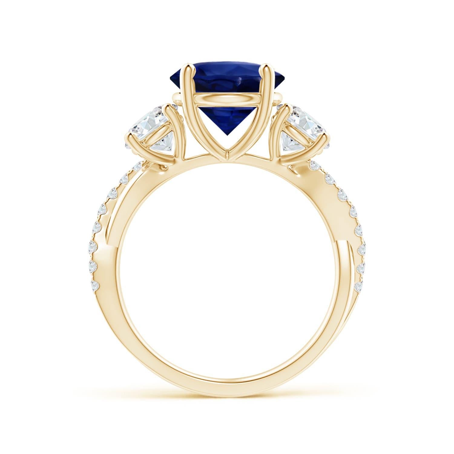 For Sale:  GIA Certified Natural Blue Sapphire Ring in Yellow Gold with Diamonds 2