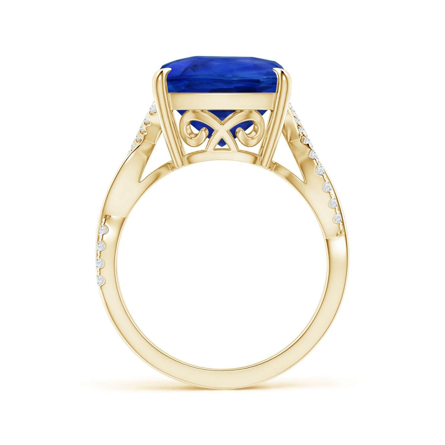 En vente :  Angara Bague en or jaune avec diamants et saphir bleu naturel certifié par le GIA 2