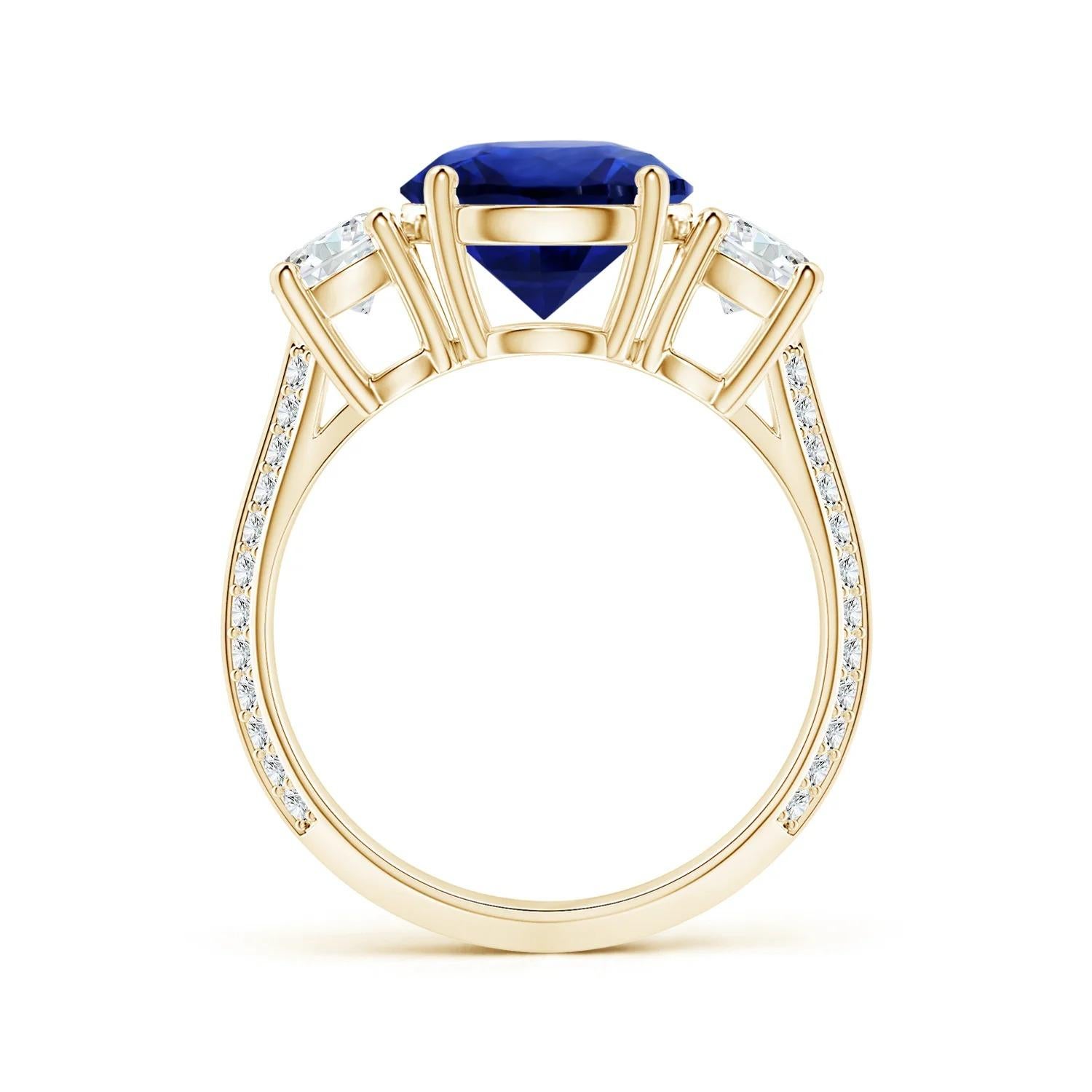 For Sale:  ANGARA GIA Certified Natural Blue Sapphire Ring in Yellow Gold with Diamonds 2