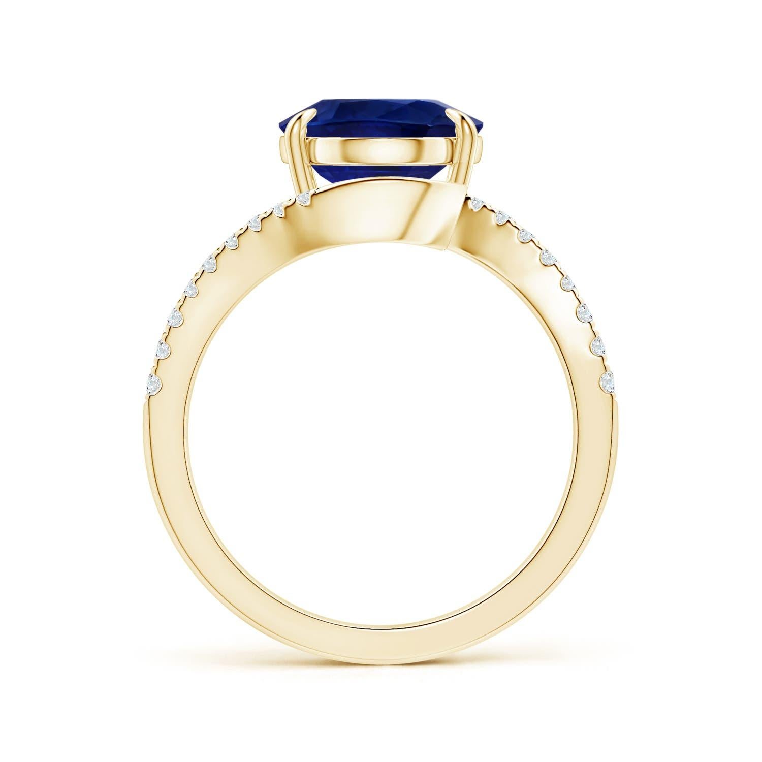 ANGARA GIA Certified Natural Blue Sapphire Ring in Yellow Gold with Diamonds 2