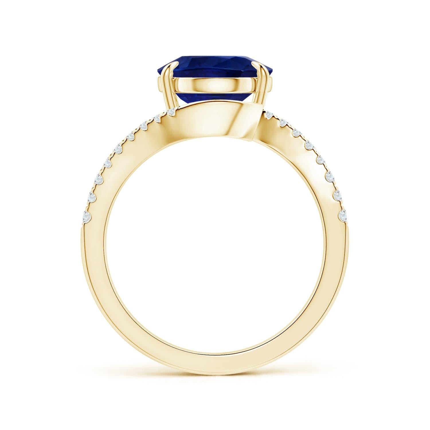 For Sale:  ANGARA GIA Certified Natural Blue Sapphire Ring in Yellow Gold with Diamonds 2