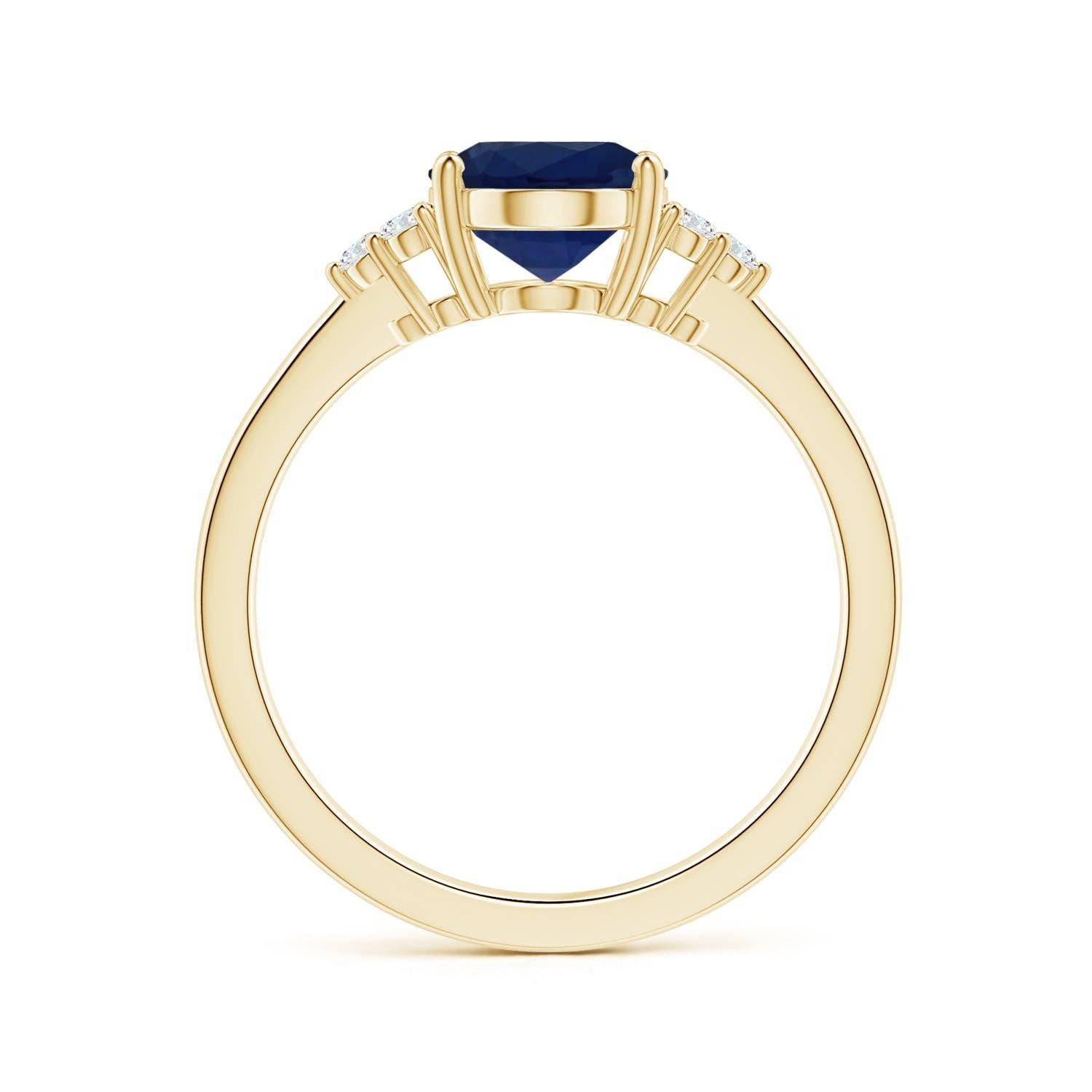 ANGARA GIA Certified Natural Blue Sapphire Ring in Yellow Gold with Diamonds 2