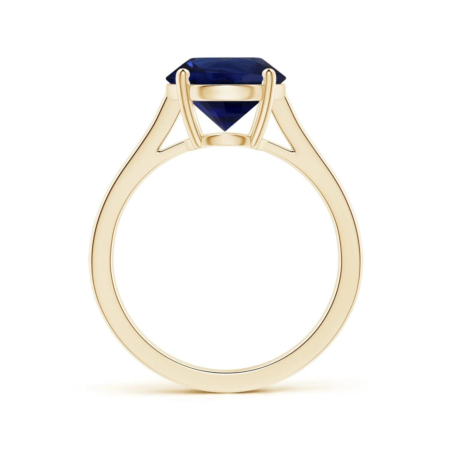For Sale:  Angara Gia Certified Natural Blue Sapphire Ring in Yellow Gold with Diamonds 2