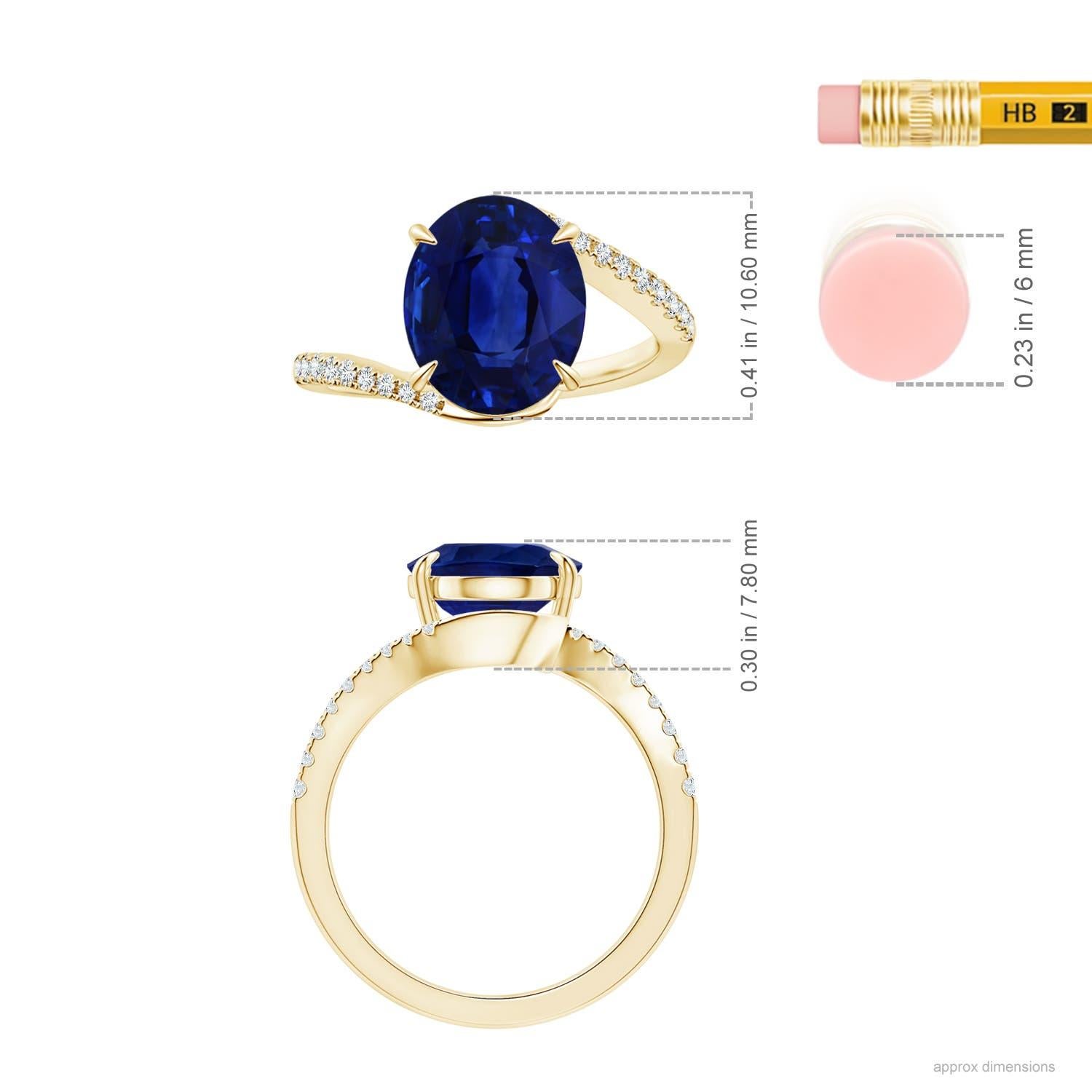 For Sale:  ANGARA GIA Certified Natural Blue Sapphire Ring in Yellow Gold with Diamonds 4