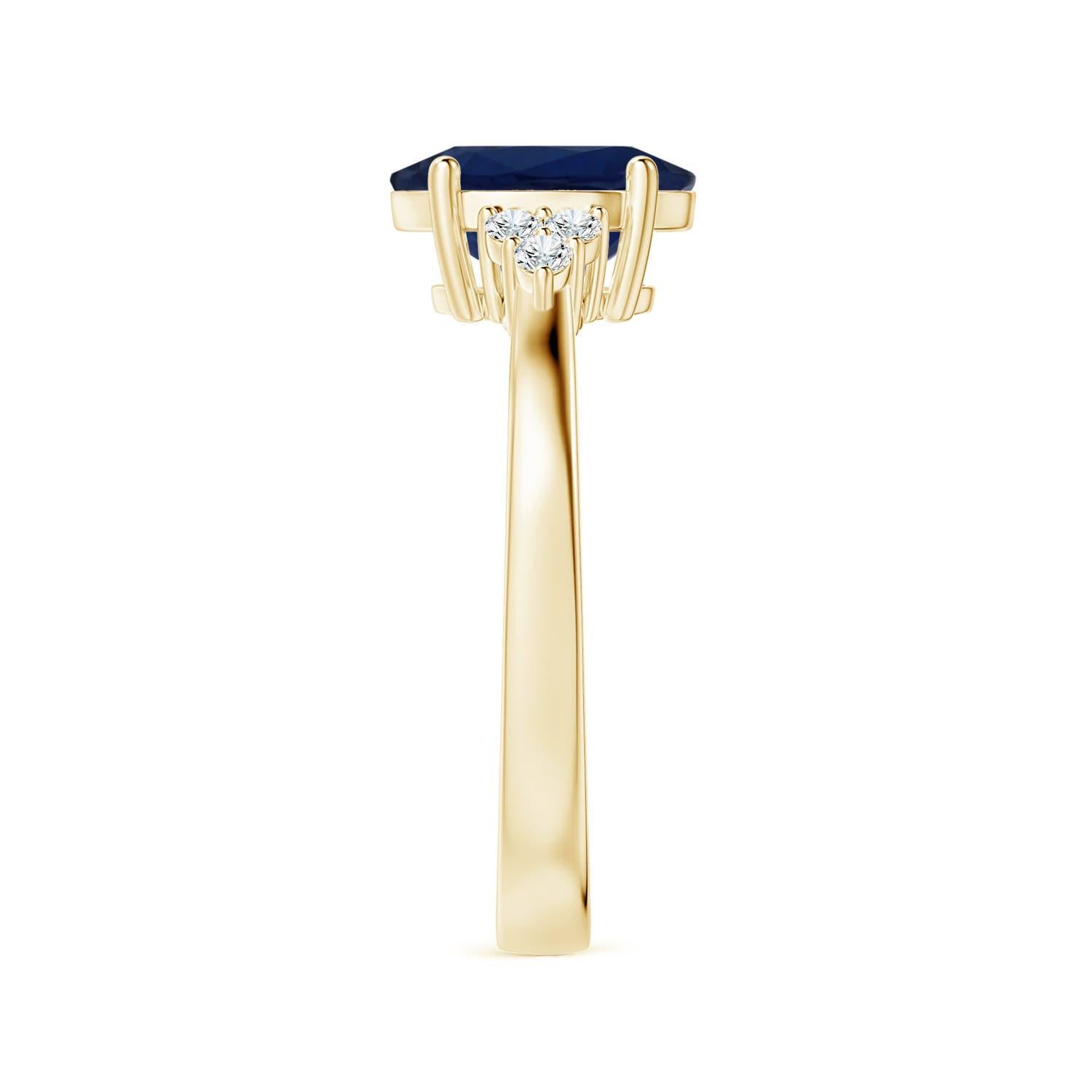 ANGARA GIA Certified Natural Blue Sapphire Ring in Yellow Gold with Diamonds 4