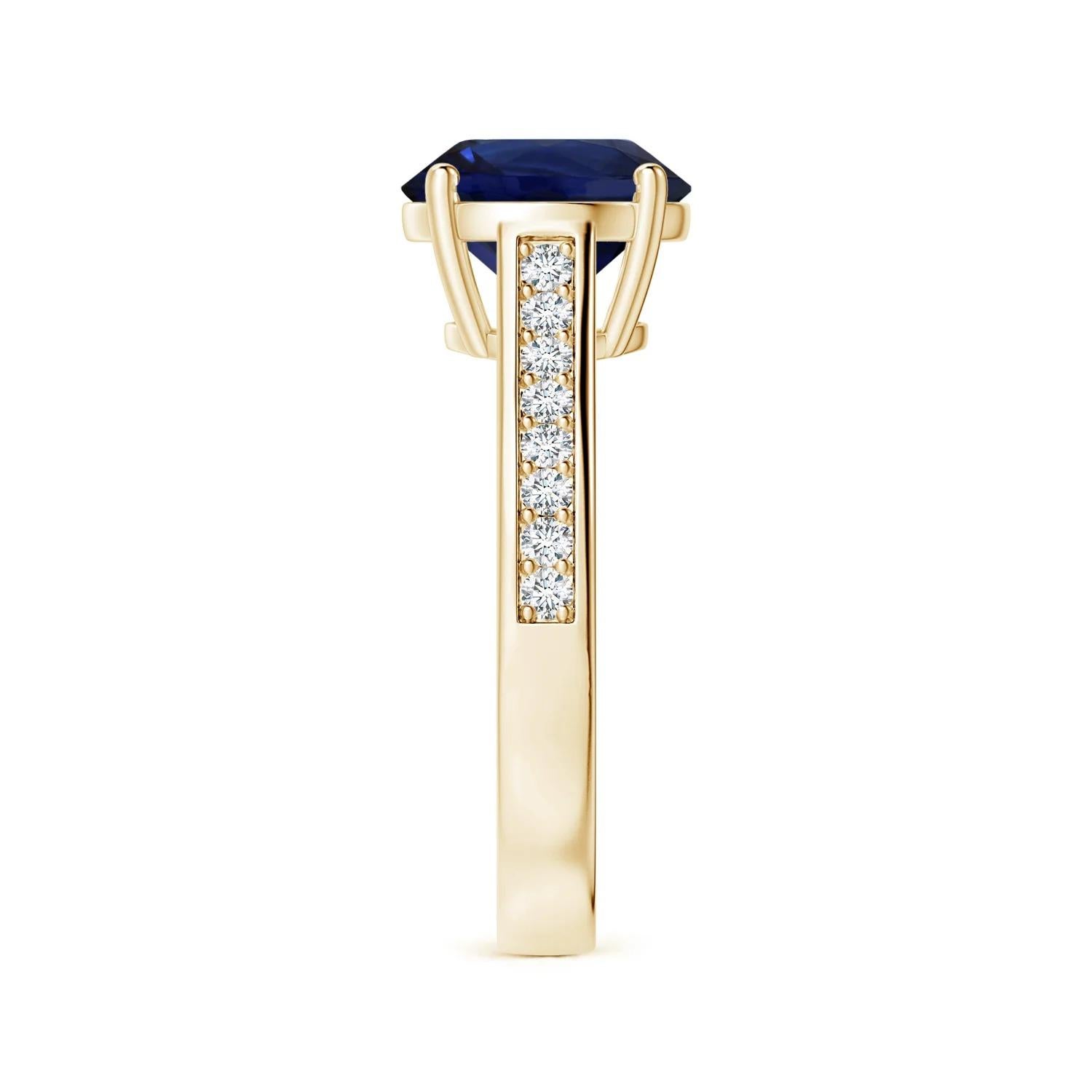 For Sale:  Angara Gia Certified Natural Blue Sapphire Ring in Yellow Gold with Diamonds 4