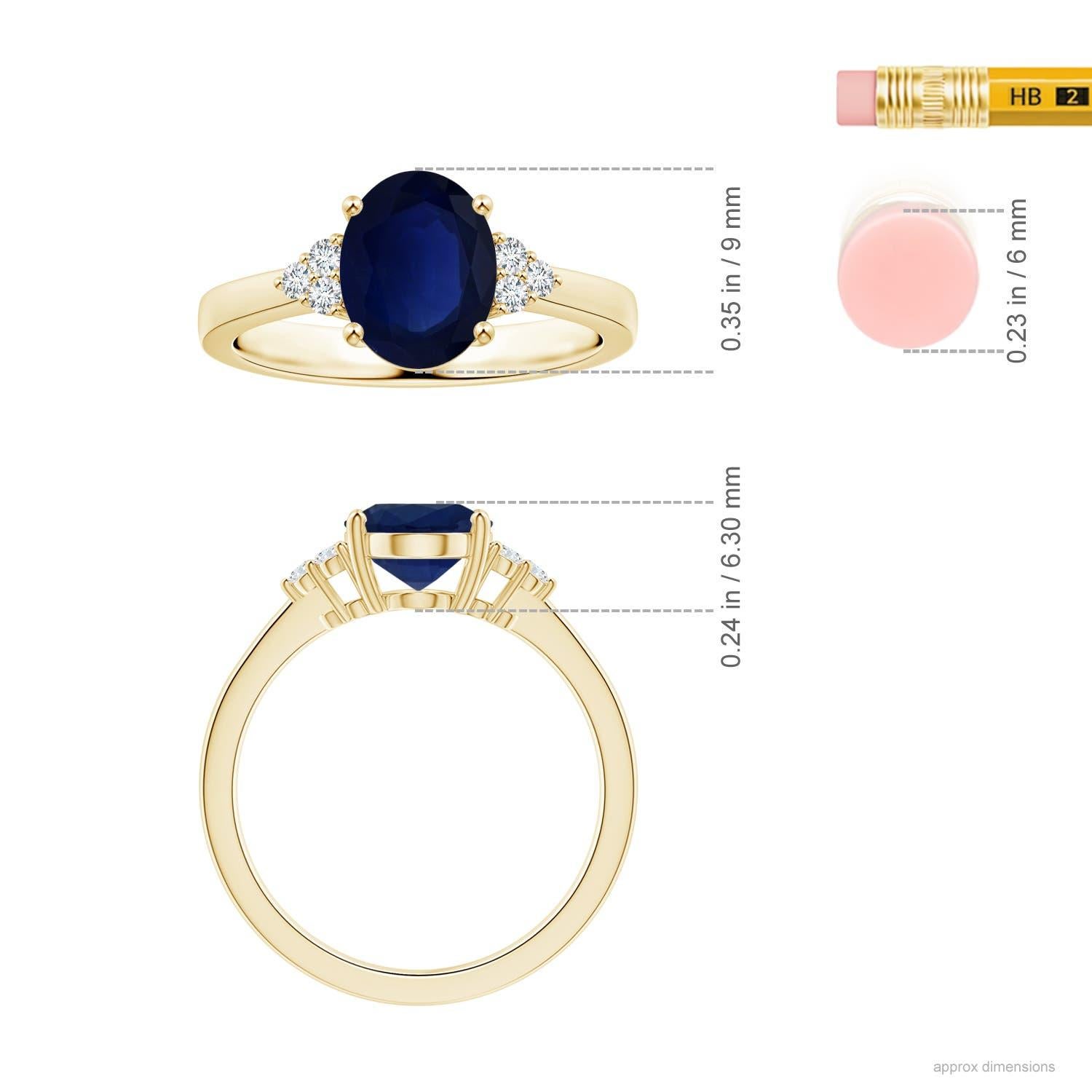 ANGARA GIA Certified Natural Blue Sapphire Ring in Yellow Gold with Diamonds 5