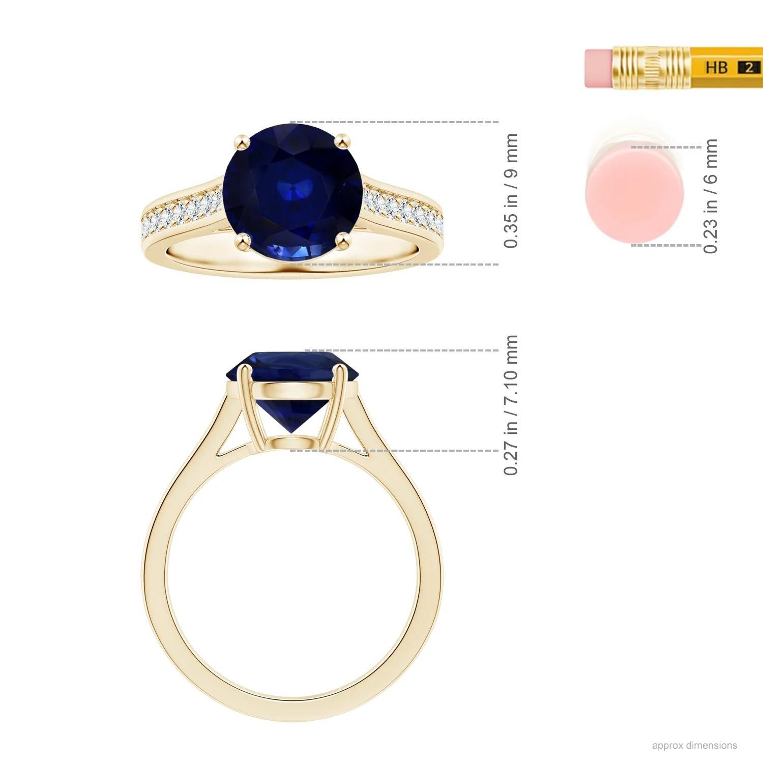 For Sale:  Angara Gia Certified Natural Blue Sapphire Ring in Yellow Gold with Diamonds 5