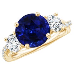 Bague à tige fendue avec halo en tanzanite naturelle certifiée par le GIA, en or blanc