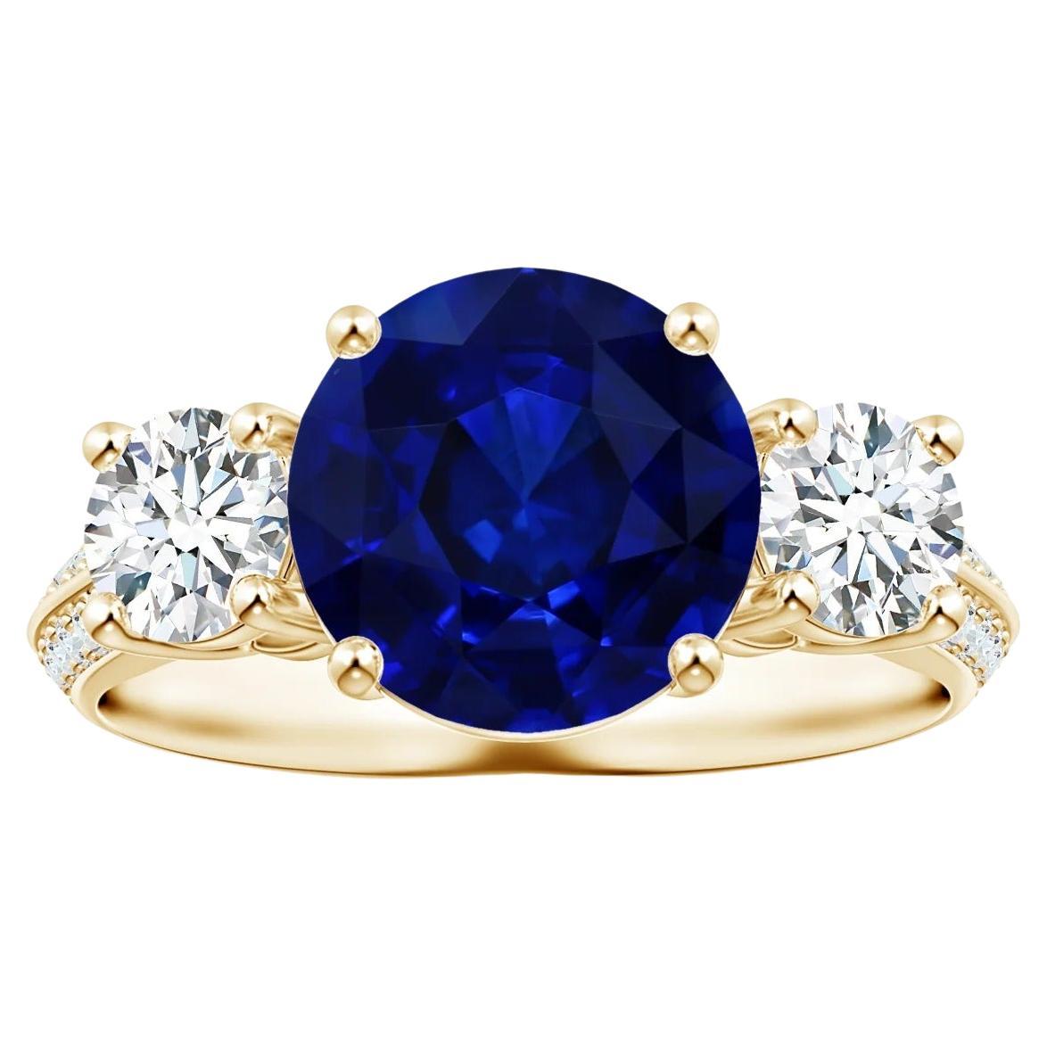 For Sale:  ANGARA GIA Certified Natural Blue Sapphire Ring in Yellow Gold with Diamonds