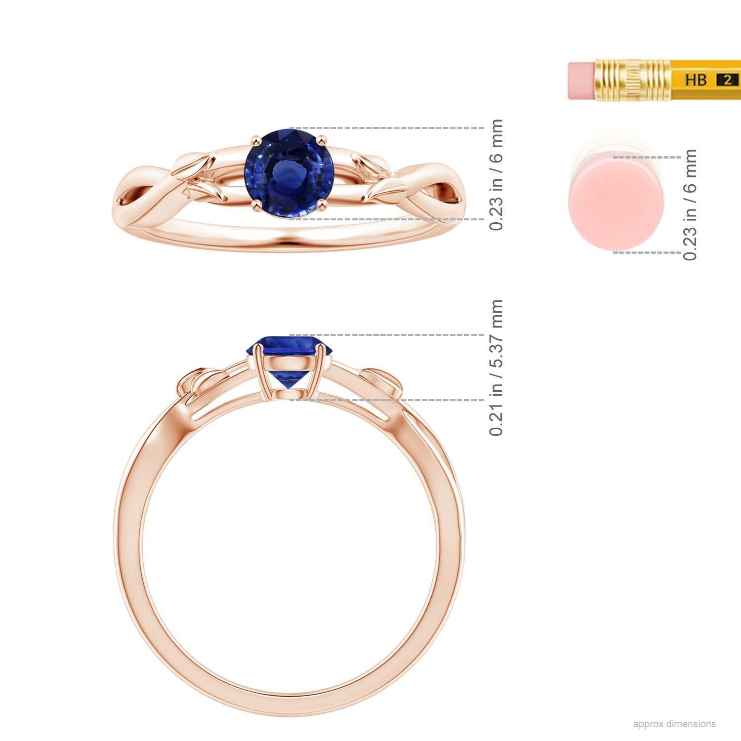 For Sale:  ANGARA GIA Certified Natural 1.33ct Blue Sapphire Solitaire Ring 14K Rose Gold 2