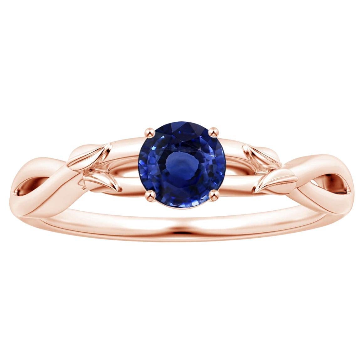 For Sale:  ANGARA GIA Certified Natural 1.33ct Blue Sapphire Solitaire Ring 18K Rose Gold