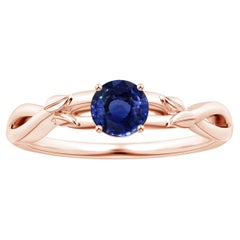 ANGARA GIA Certified Natural 1.33ct Blue Sapphire Solitaire Ring 18K Rose Gold 