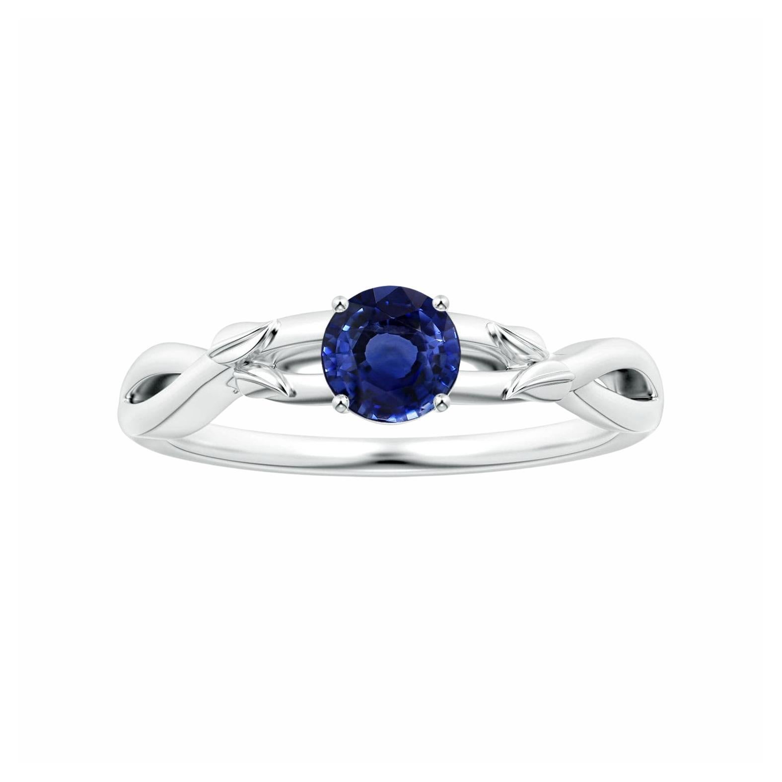 For Sale:  ANGARA GIA Certified Natural 1.33ct Blue Sapphire Solitaire Ring 14K White Gold