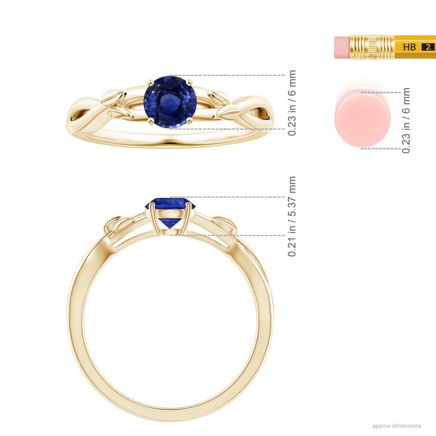 For Sale:  ANGARA GIA Certified Natural 1.33ct Blue Sapphire Solitaire Ring 14K Yellow Gold 2