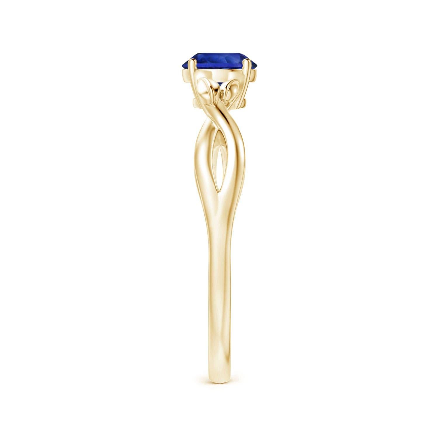 For Sale:  ANGARA GIA Certified Natural Blue Sapphire Solitaire Ring in 18K Yellow Gold 4