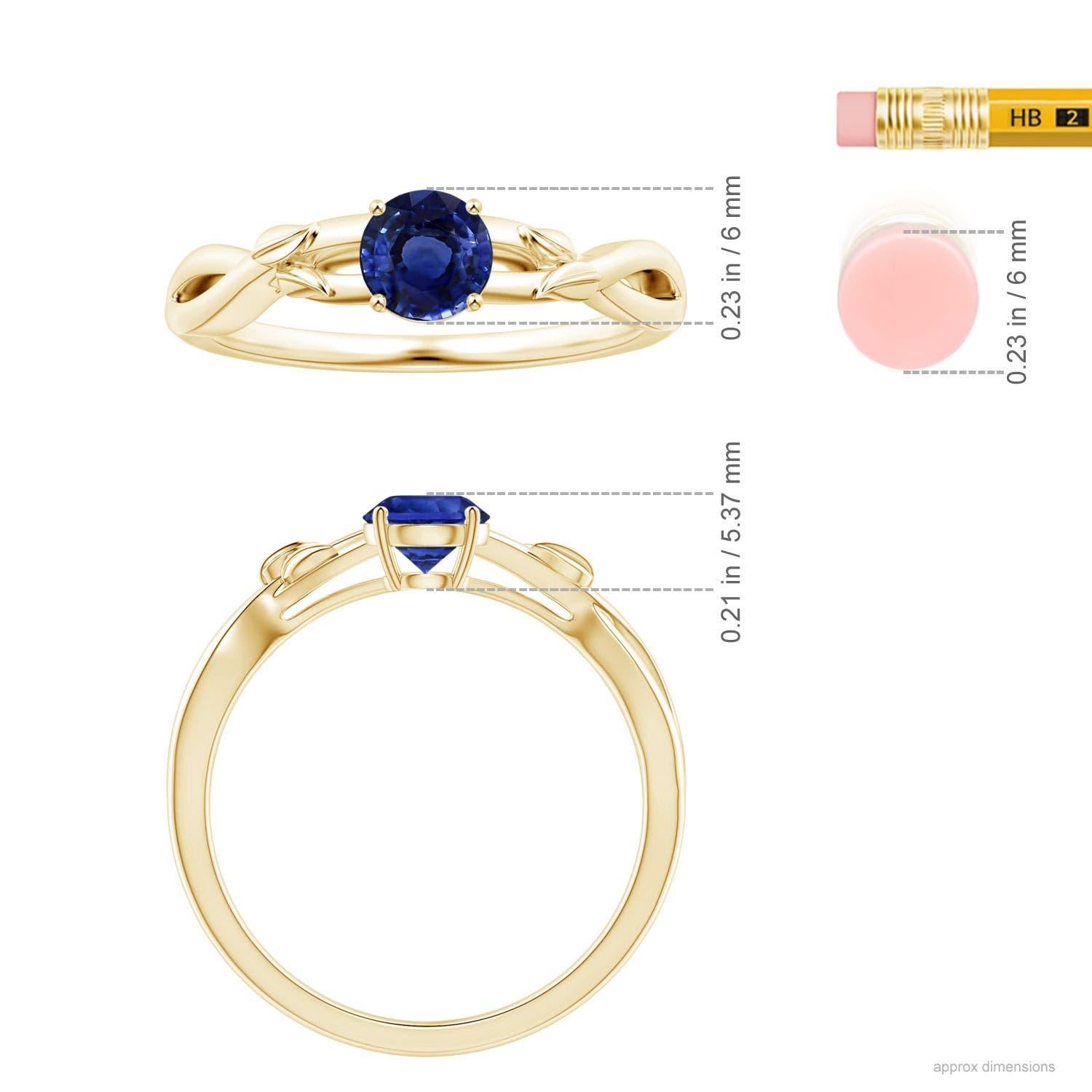 For Sale:  ANGARA GIA Certified Natural Blue Sapphire Solitaire Ring in 18K Yellow Gold 2