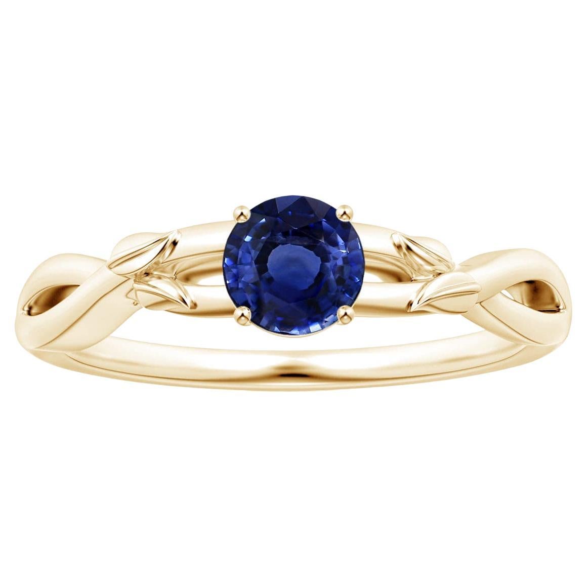 For Sale:  ANGARA GIA Certified Natural 1.33ct Blue Sapphire Solitaire Ring 14K Yellow Gold