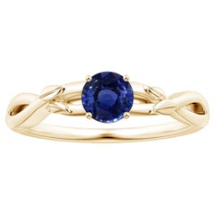 ANGARA GIA zertifizierter natürlicher 1,33 Karat blauer Saphir Solitär Ring 14K Gelbgold