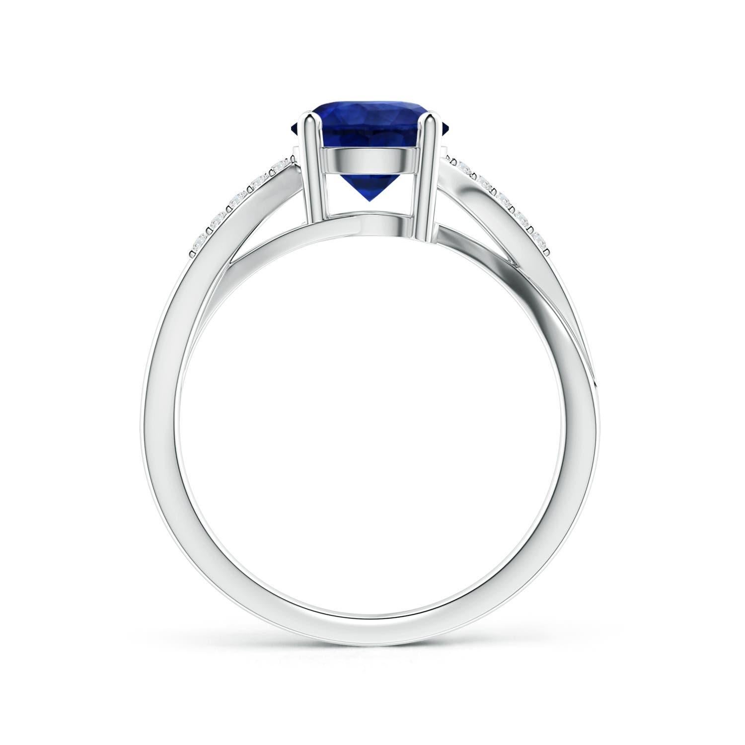 For Sale:  Angara Gia Certified Natural Blue Sapphire Split Shank Ring in White Gold 2