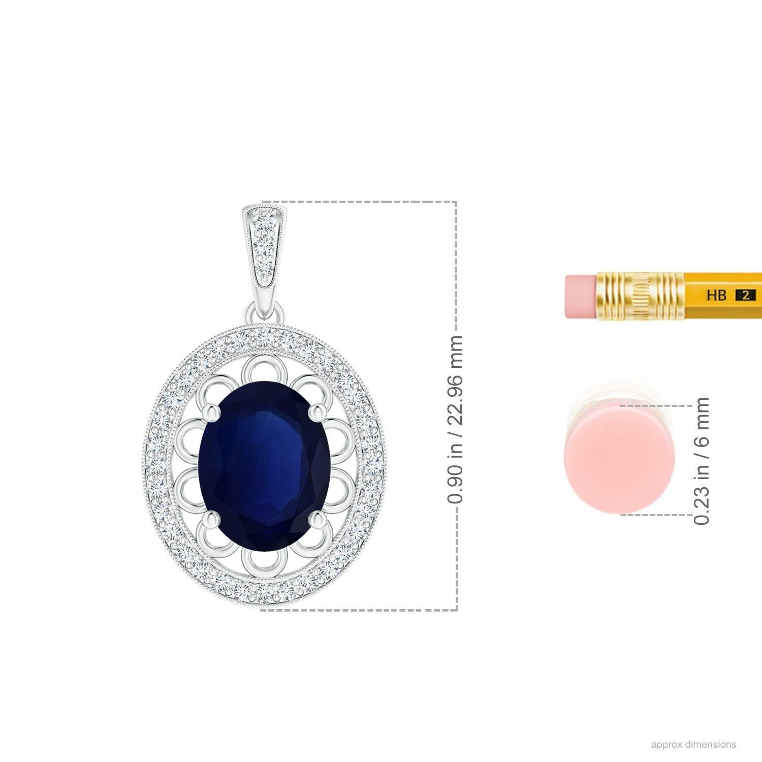 Modern ANGARA GIA Certified Natural Blue Sapphire White Gold Pendant Necklace