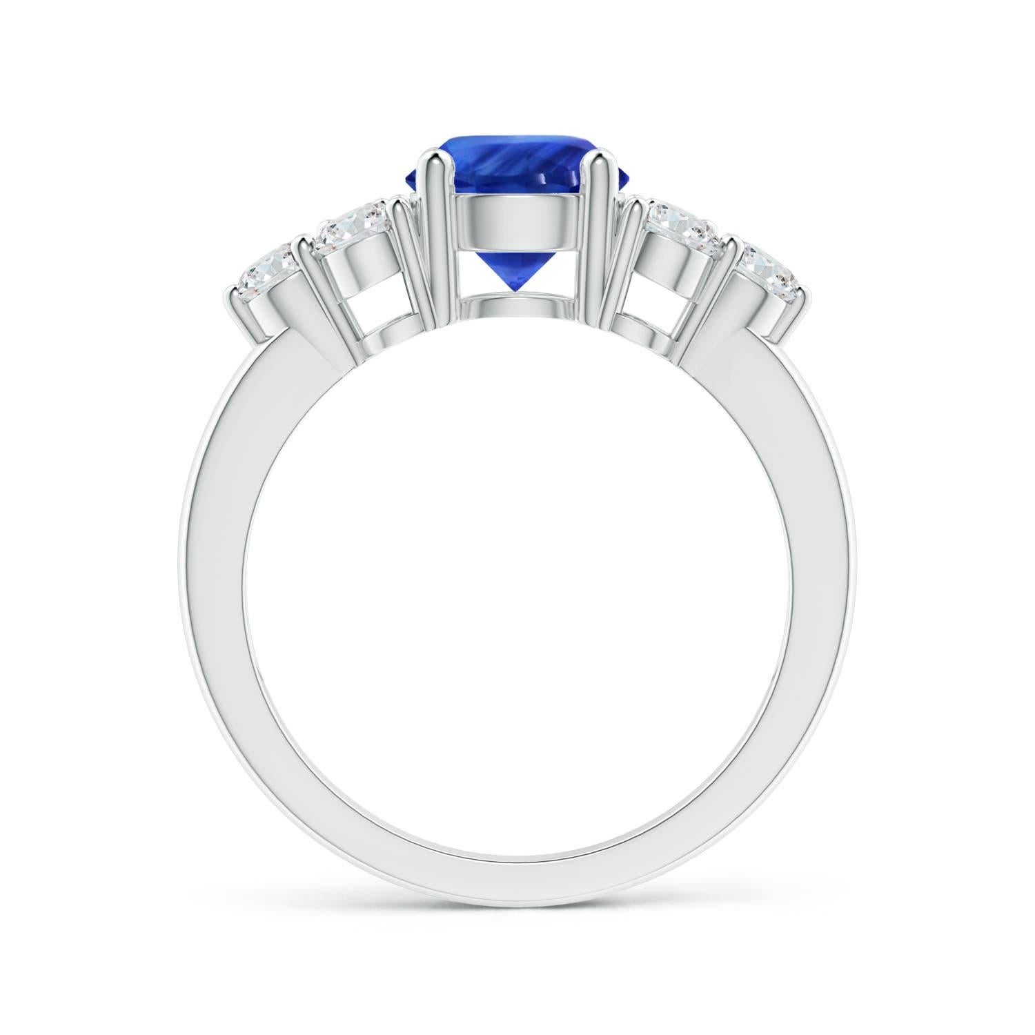Angara GIA Certified Natural Blue Sapphire White Gold Ring with Trio Diamonds 2