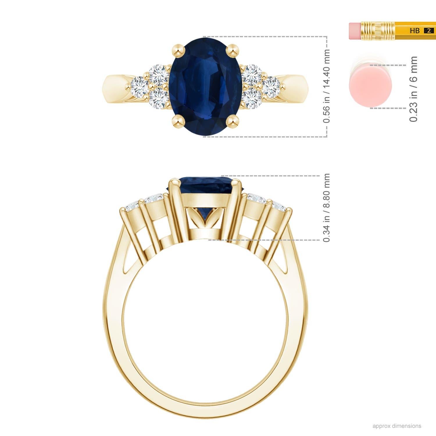 For Sale:  Angara Gia Certified Natural Blue Sapphire Yellow Gold Ring with Trio Diamonds 4