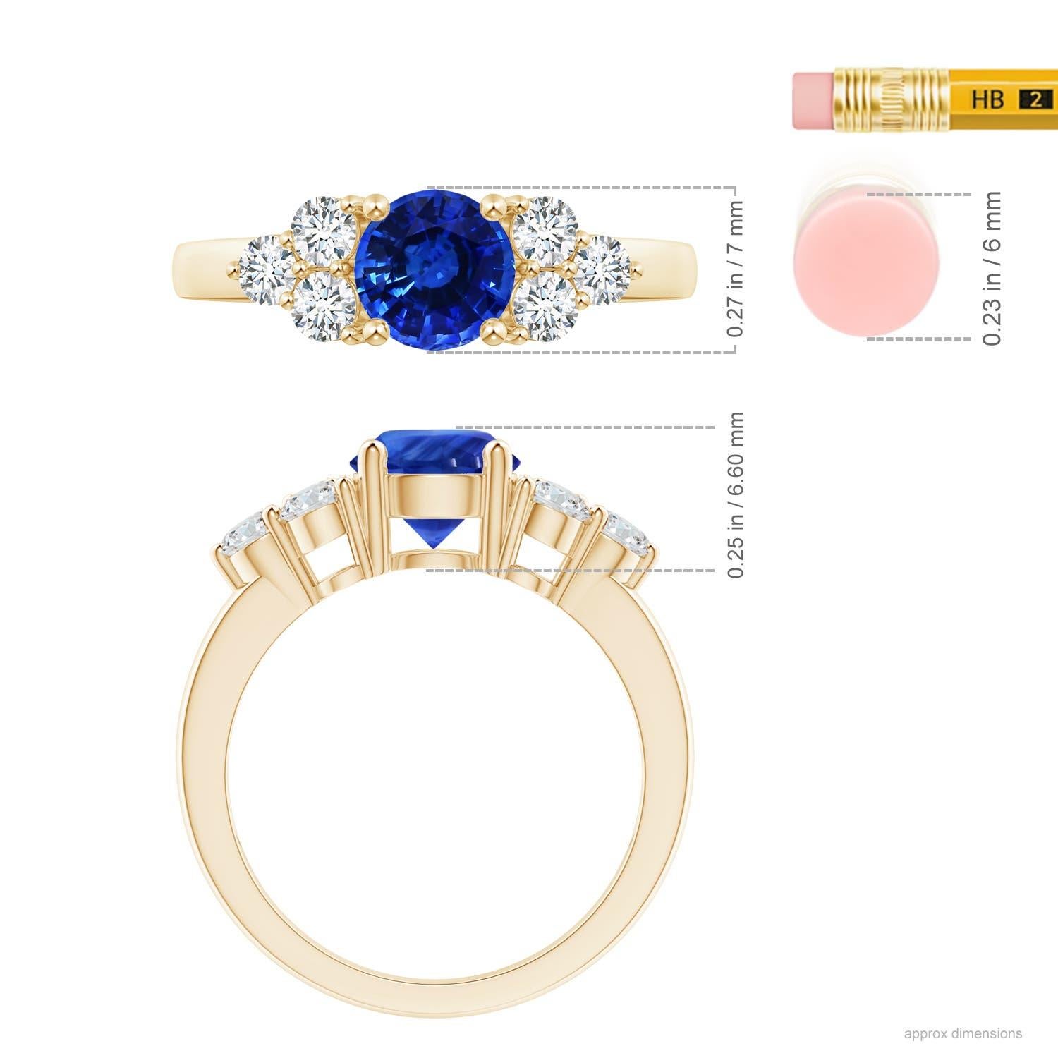 For Sale:  Angara GIA Certified Natural Blue Sapphire Yellow Gold Ring with Trio Diamonds 4