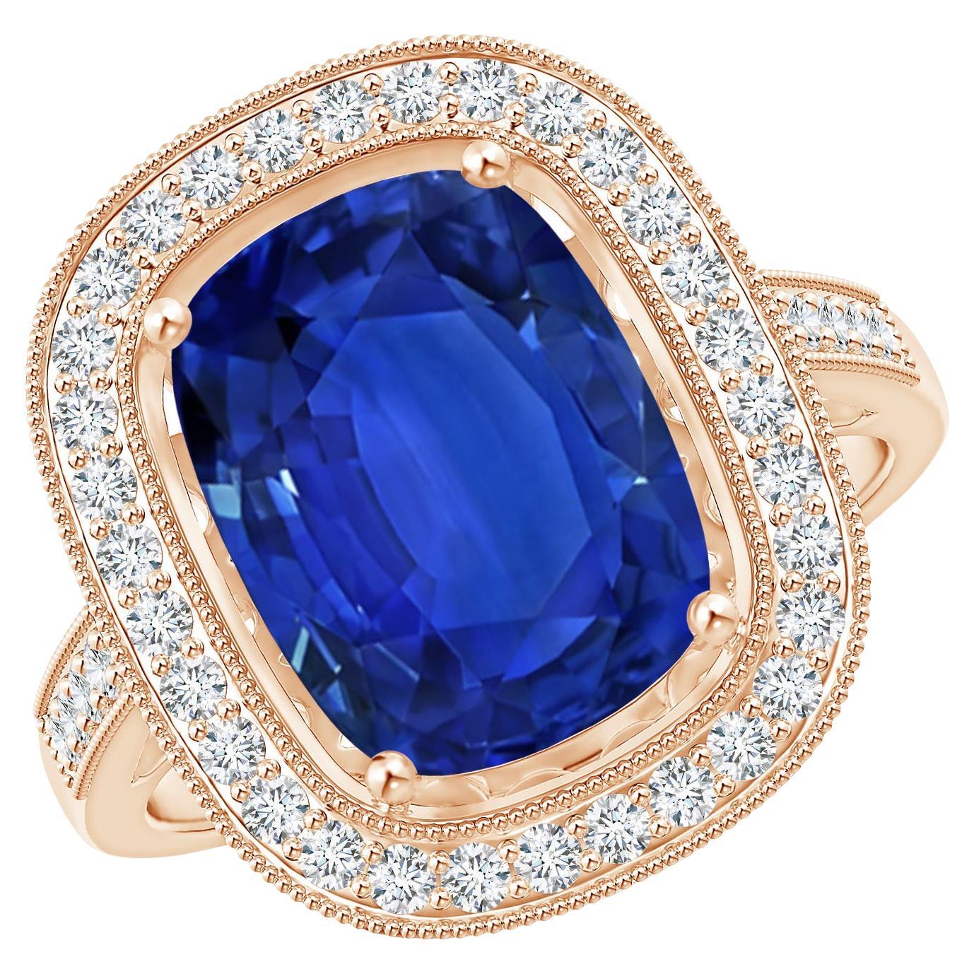 For Sale:  GIA Certified Natural Ceylon Sapphire Ring in Rose Gold