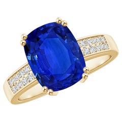 GIA Certified Natural Ceylon Sapphire Ring with Diamonds in Yellow Gold