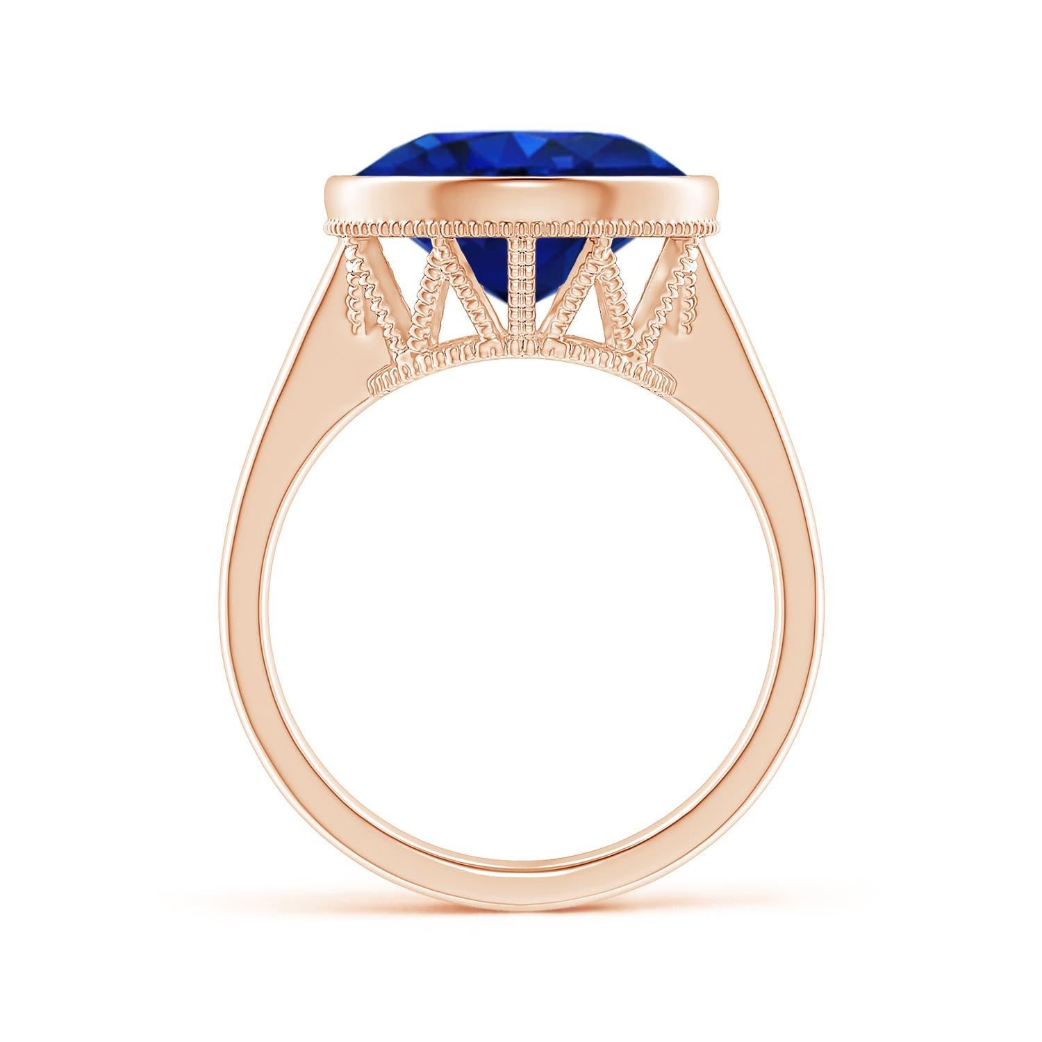 ANGARA Anillo solitario de zafiro natural de Ceilán certificado por GIA en oro rosa  2