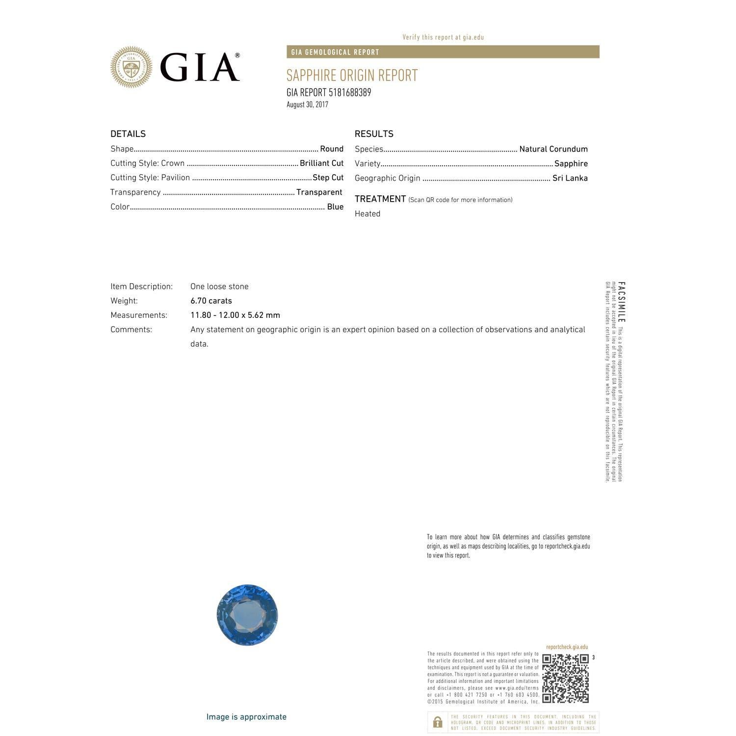 En vente :  ANGARA Bague solitaire en or blanc avec saphir naturel de Ceylan certifié par le GIA 3