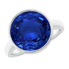 Angara Anello solitario con zaffiro naturale di Ceylon certificato GIA in oro bianco